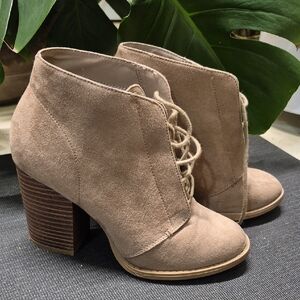 Call It Spring Beige Suede Heeled Boots